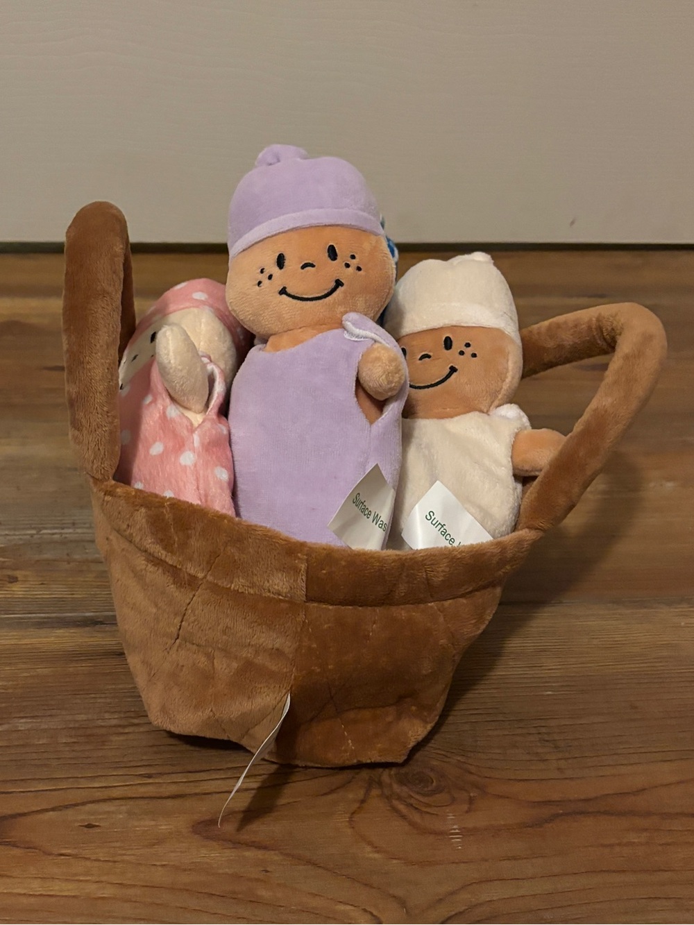 Basket of Babies set of 6 dolls with carrying basket